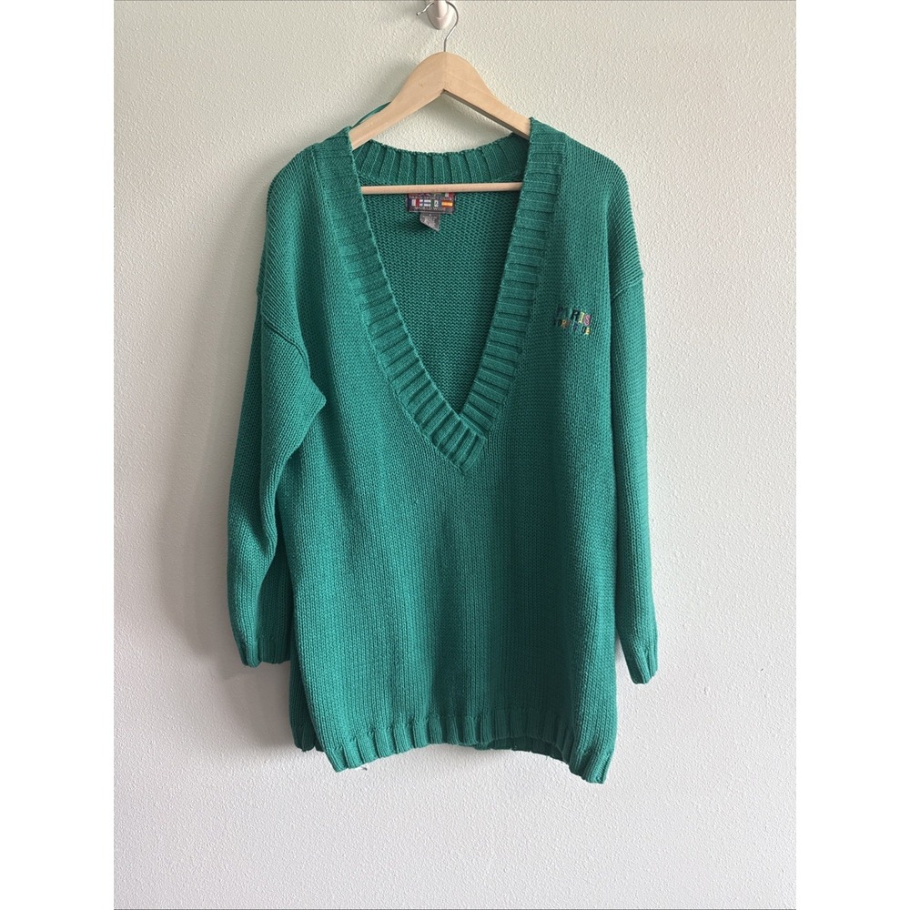 Vtg Paris Sport Club Women M Oversized Sweater Cottagecore 80s Preppy